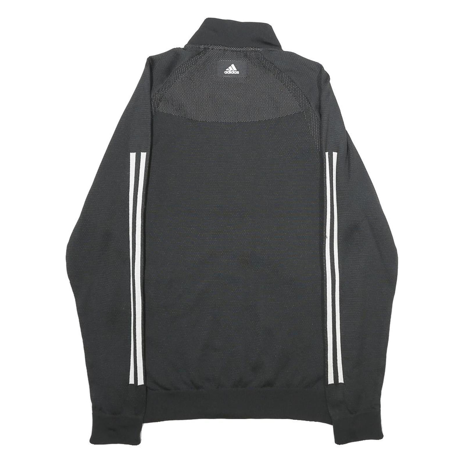ADIDAS Mens Black White Athletic Jacket M Polyester Blend Zip Track Sportswear