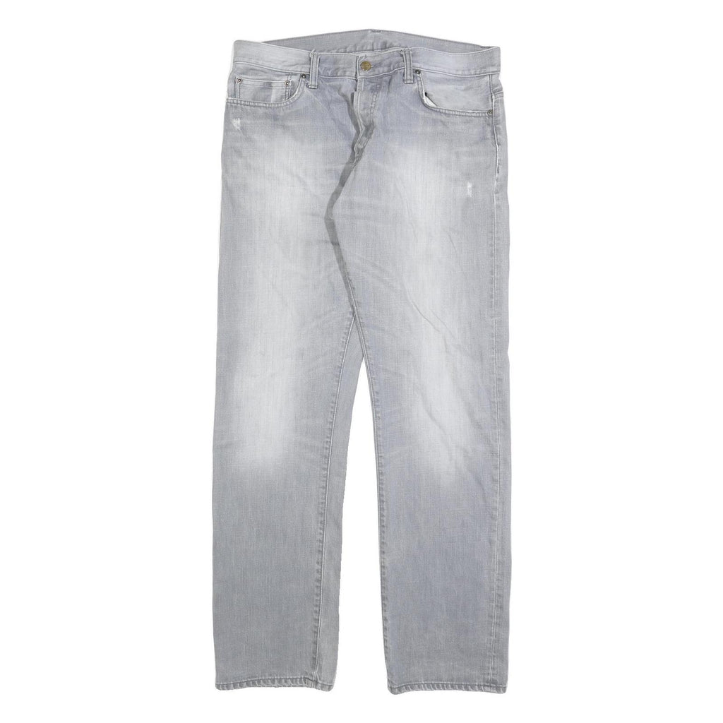 CARHARTT Mens Jeans Grey Regular Straight Denim Light W36 L34 Button Closure