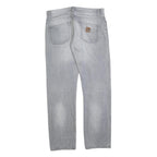 CARHARTT Mens Jeans Grey Regular Straight Denim Light W36 L34 Button Closure