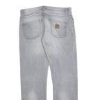 CARHARTT Mens Jeans Grey Regular Straight Denim Light W36 L34 Button Closure