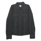 MARLBORO Womens Black Plain Shirt S Cotton Blend Button Closure Long Sleeve