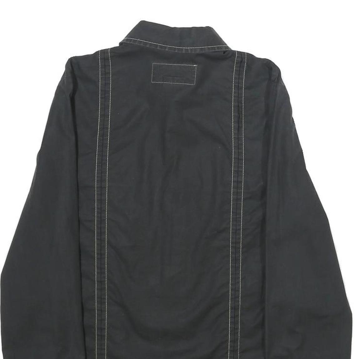 MARLBORO Womens Black Plain Shirt S Cotton Blend Button Closure Long Sleeve