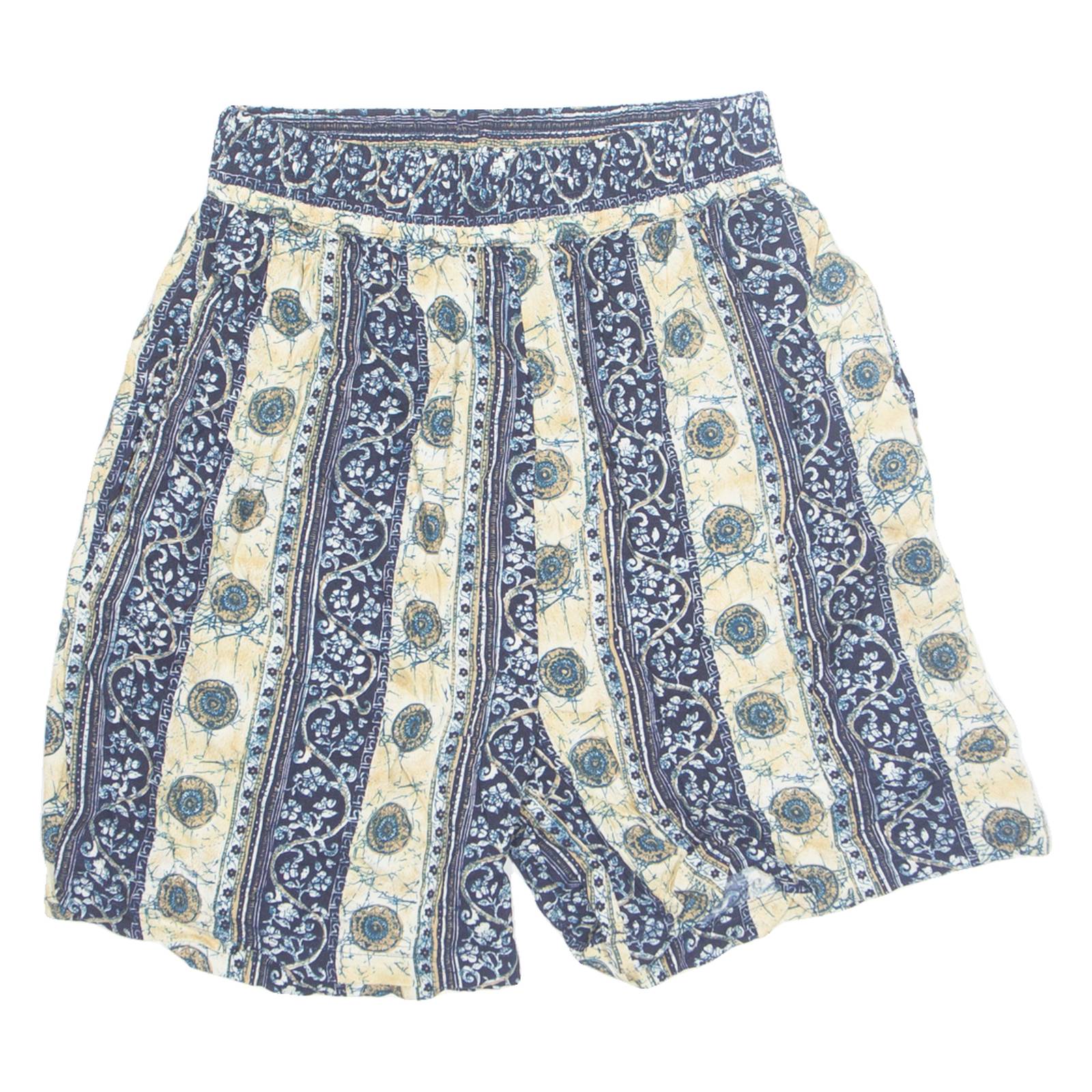 SOLUTIONS Womens Chino Shorts Blue 90s Crazy Pattern S W26