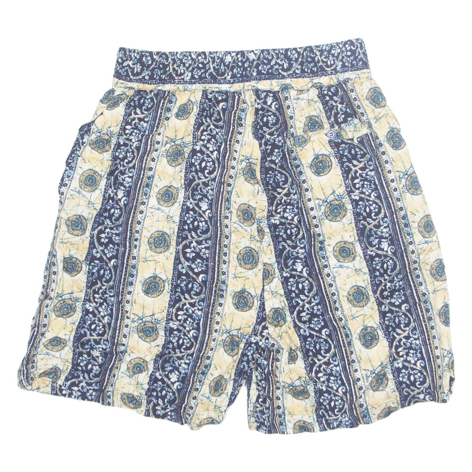 SOLUTIONS Womens Chino Shorts Blue 90s Crazy Pattern S W26