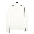 TOMMY HILFIGER Womens White & Black Plain Pullover Jumper 1/4 Zip Rib Knit M