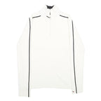 TOMMY HILFIGER Womens White & Black Plain Pullover Jumper 1/4 Zip Rib Knit M