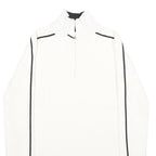 TOMMY HILFIGER Womens White & Black Plain Pullover Jumper 1/4 Zip Rib Knit M