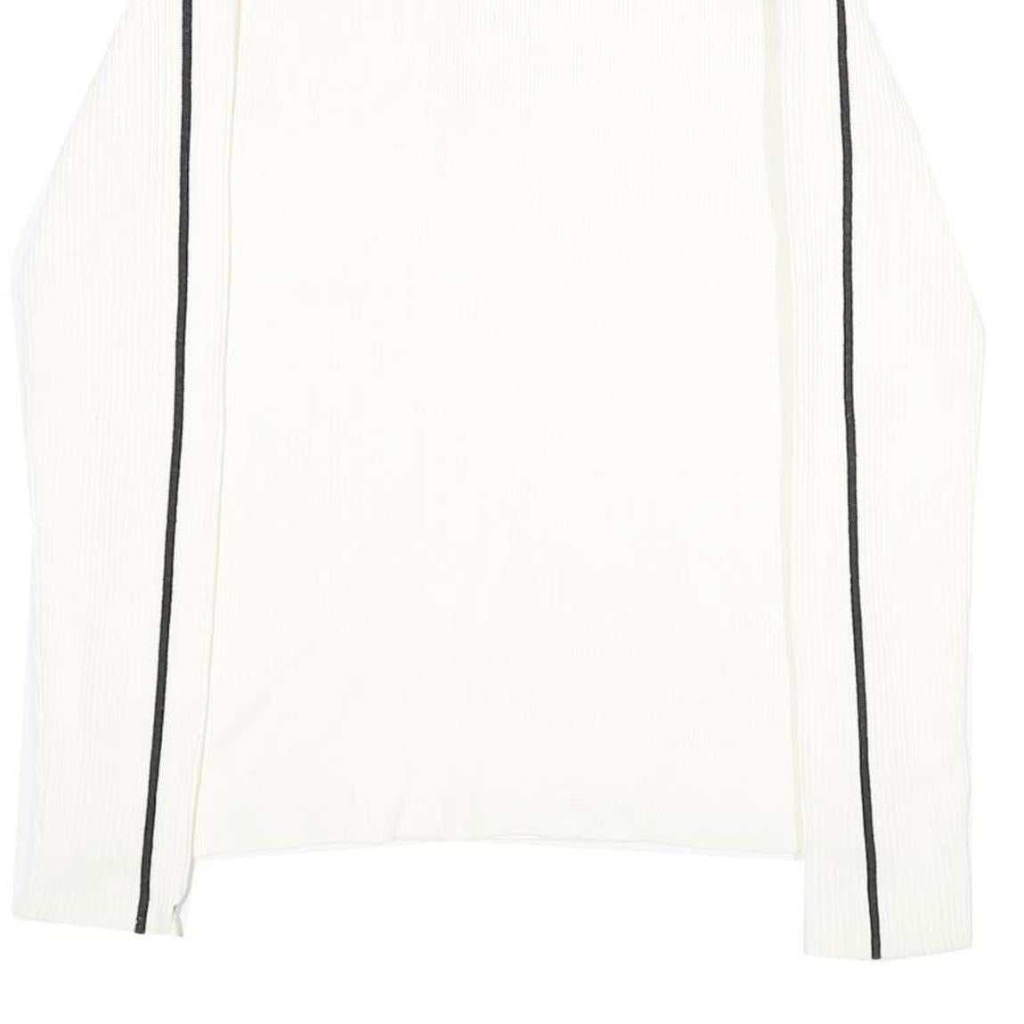 TOMMY HILFIGER Womens White & Black Plain Pullover Jumper 1/4 Zip Rib Knit M