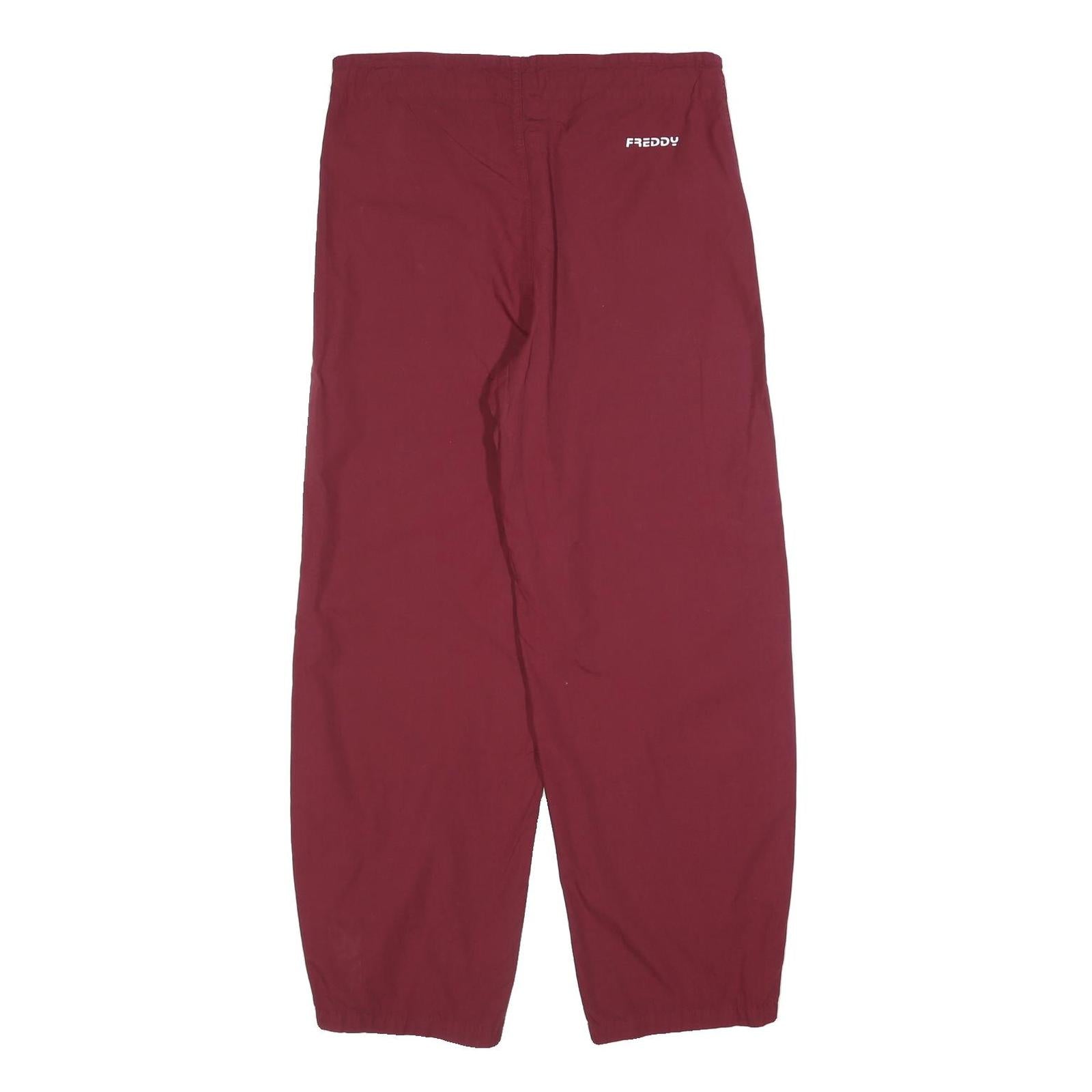 FREDDY Mens Cotton Blend Red Relaxed Trousers W32 L30 Casual Zip Closure