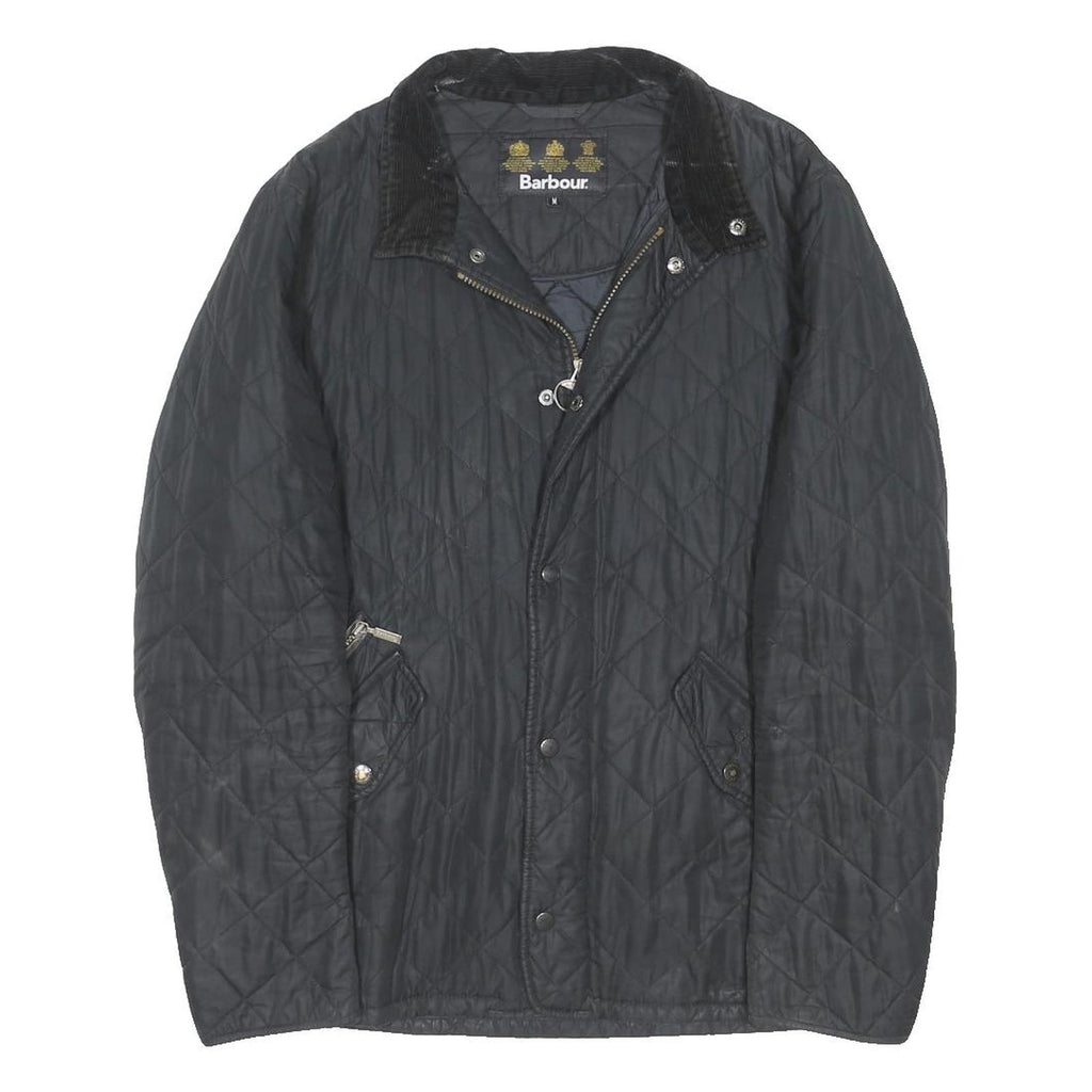 BARBOUR Womens Black Quilted Jacket M Polyester Blend Button Closure Classic Fit