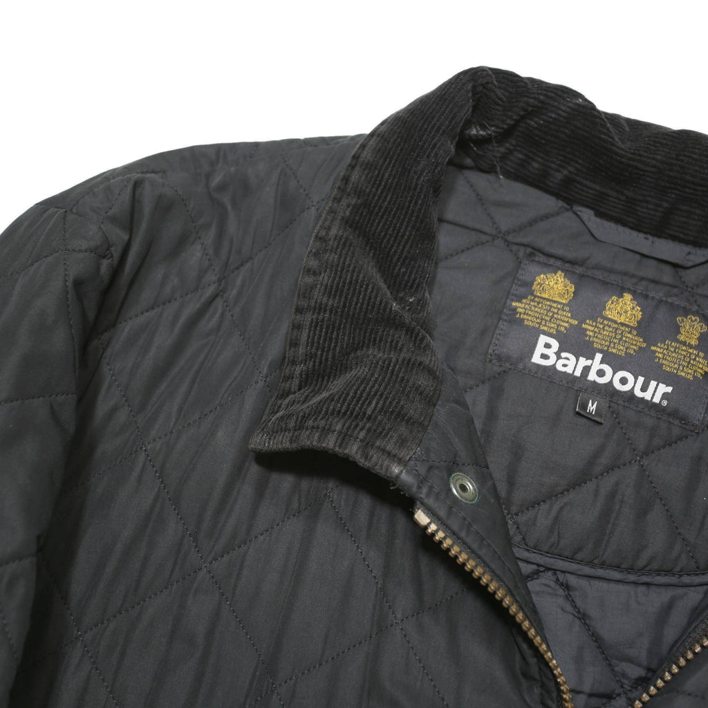 BARBOUR Womens Black Quilted Jacket M Polyester Blend Button Closure Classic Fit