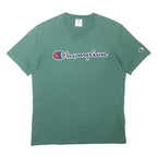 CHAMPION Mens Green T-Shirt S Short Sleeve Crew Neck Cotton Blend Casual Logo