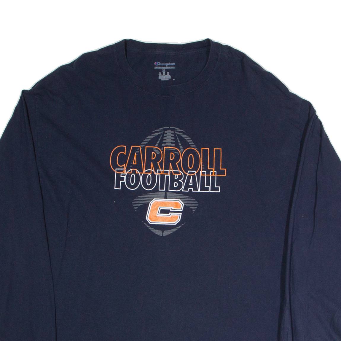 CHAMPION Carroll Football Mens T-Shirt Blue Long Sleeve USA XL