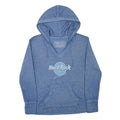 HARD ROCK CAFE Womens Blue Hoodie S Cotton Blend Pullover with Logo