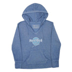 HARD ROCK CAFE Womens Blue Hoodie S Cotton Blend Pullover with Logo