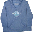 HARD ROCK CAFE Womens Blue Hoodie S Cotton Blend Pullover with Logo