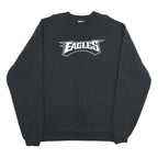 REEBOK Mens Black Eagles Crew Neck L Sweatshirt Cotton Blend Pullover