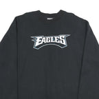 REEBOK Mens Black Eagles Crew Neck L Sweatshirt Cotton Blend Pullover