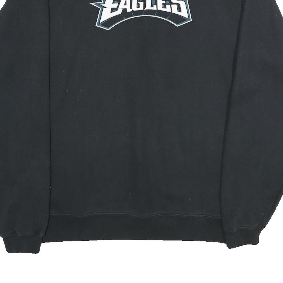 REEBOK Mens Black Eagles Crew Neck L Sweatshirt Cotton Blend Pullover