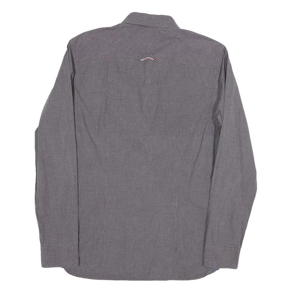 TOMMY HILFIGER Mens Grey Check Shirt S Hilfiger Denim Button Down Collar