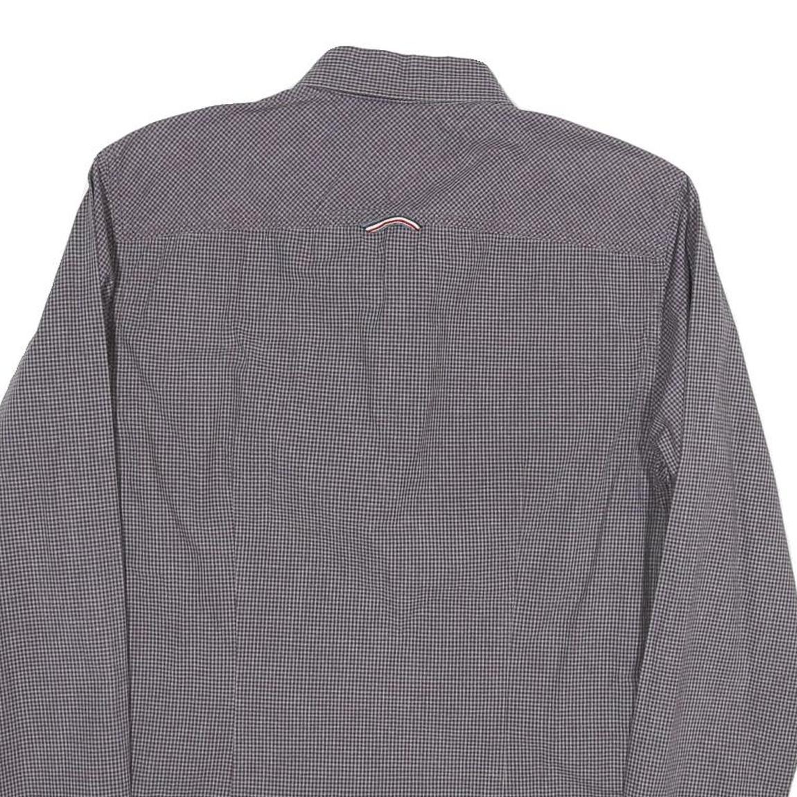 TOMMY HILFIGER Mens Grey Check Shirt S Hilfiger Denim Button Down Collar