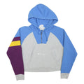 CHAMPION Womens Blue & Grey Colourblock ¼ Zip M Hooded Sweatshirt