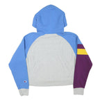CHAMPION Womens Blue & Grey Colourblock ¼ Zip M Hooded Sweatshirt