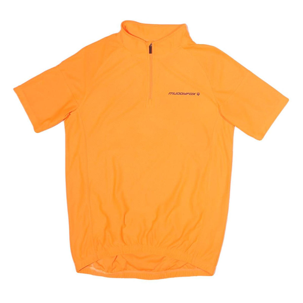 MUDDYFOX Mens Orange Cycling T-Shirt S Short Sleeve 1/4 Zip Lightweight Sports