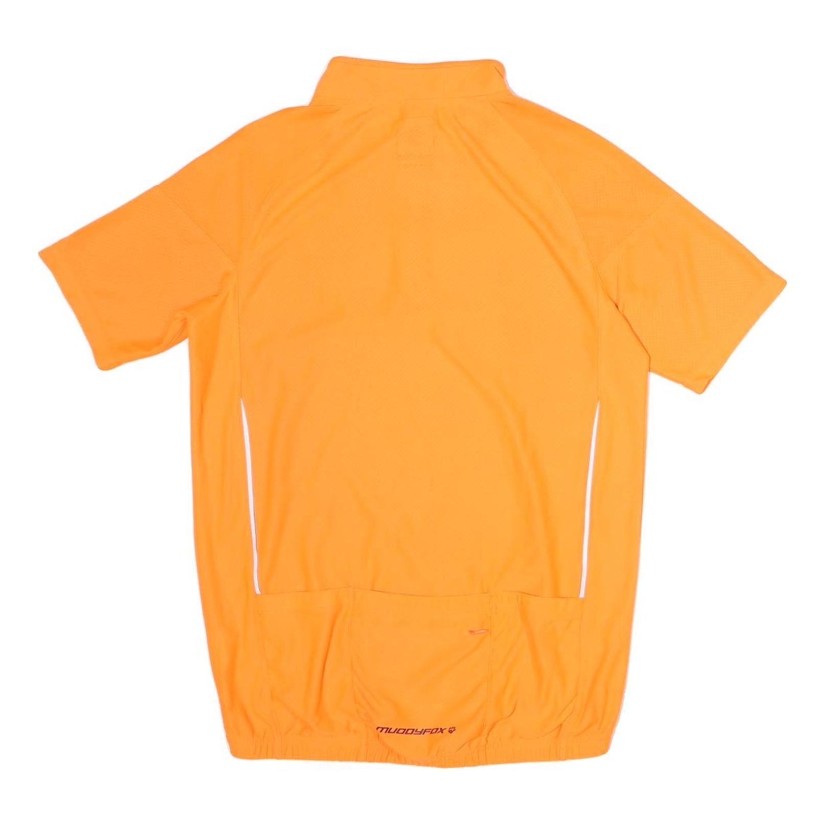 MUDDYFOX Mens Orange Cycling T-Shirt S Short Sleeve 1/4 Zip Lightweight Sports