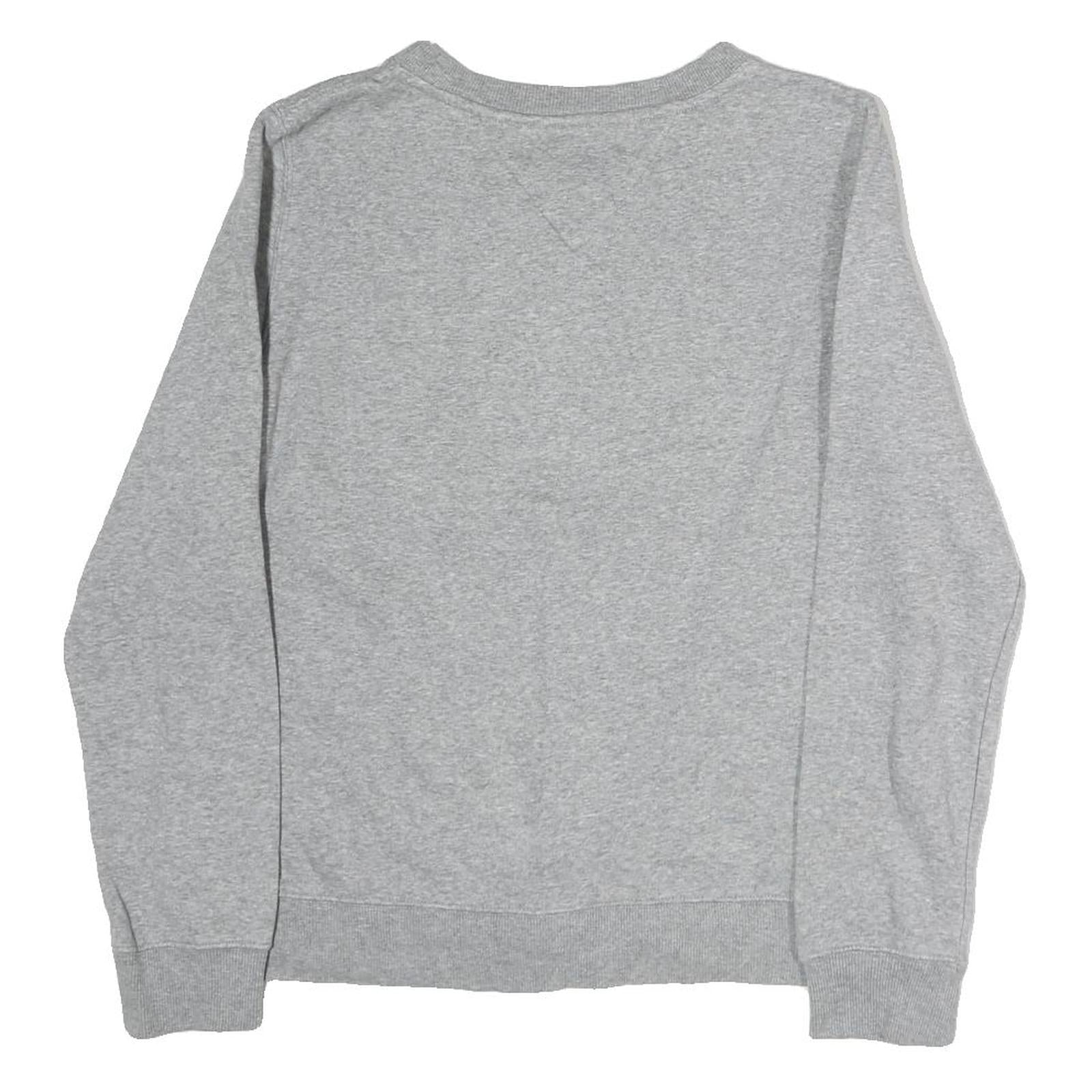 TOMMY JEANS Mens Grey Cotton Crew Neck S Sweatshirt Logo Patch Comfortable