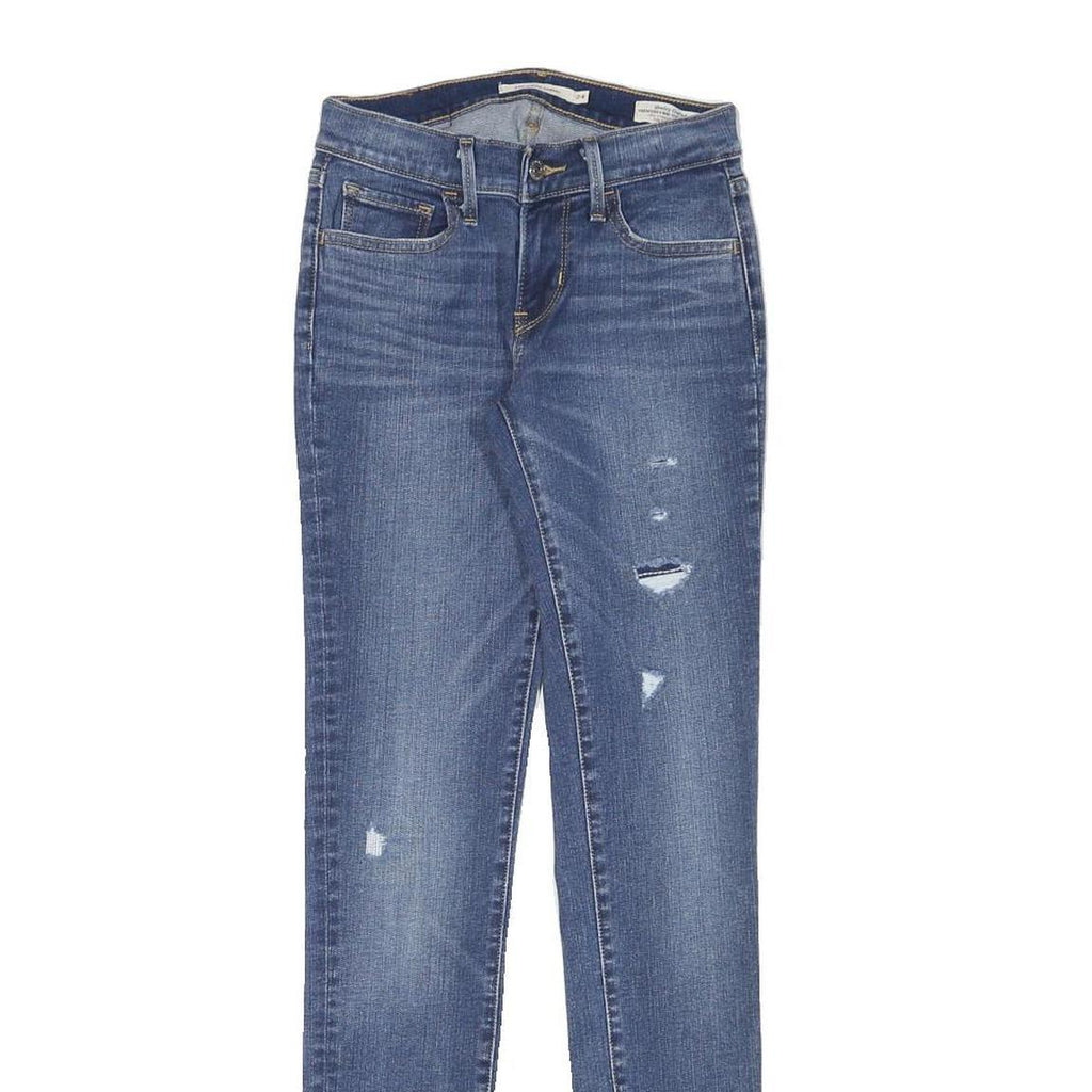 LEVI'S Womens Slim Blue Jeans Denim Medium W23 L30 Zip Pockets Distressed