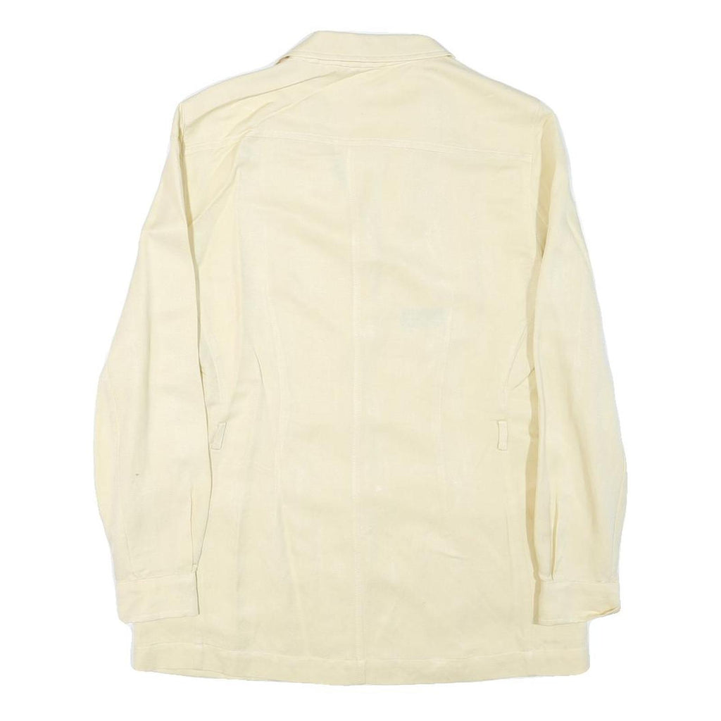 HILTON Womens Cream Linen Blend Jacket M Button Closure Classic Plain Light