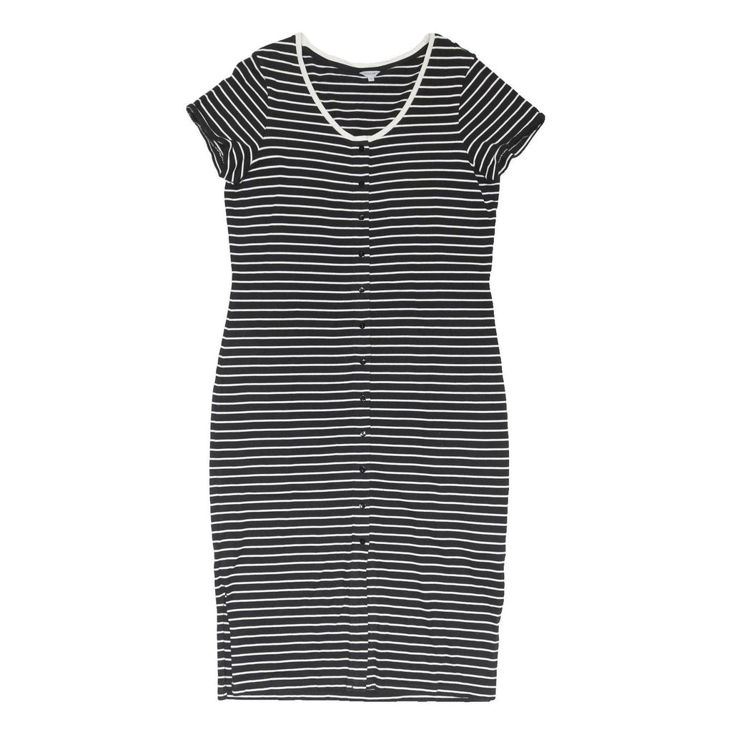 JIGSAW Womens Black & White Striped Day Jersey Shirt Dress Cotton Blend M