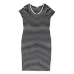 JIGSAW Womens Black & White Striped Day Jersey Shirt Dress Cotton Blend M