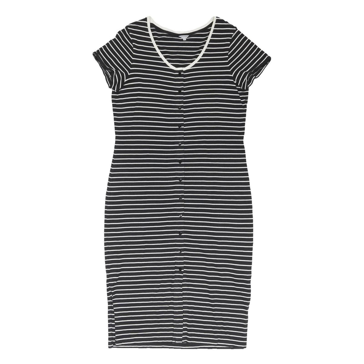 JIGSAW Womens Black & White Striped Day Jersey Shirt Dress Cotton Blend M