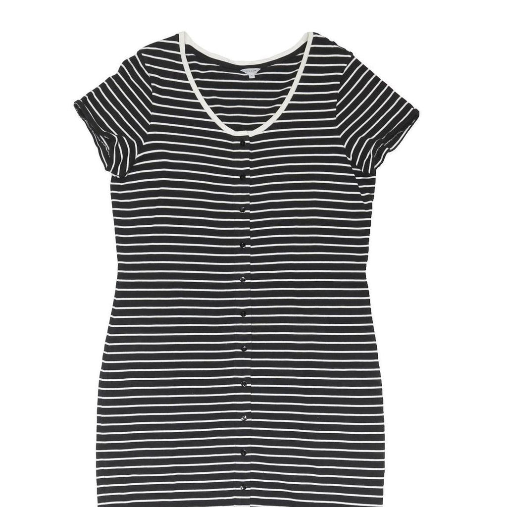 JIGSAW Womens Black & White Striped Day Jersey Shirt Dress Cotton Blend M