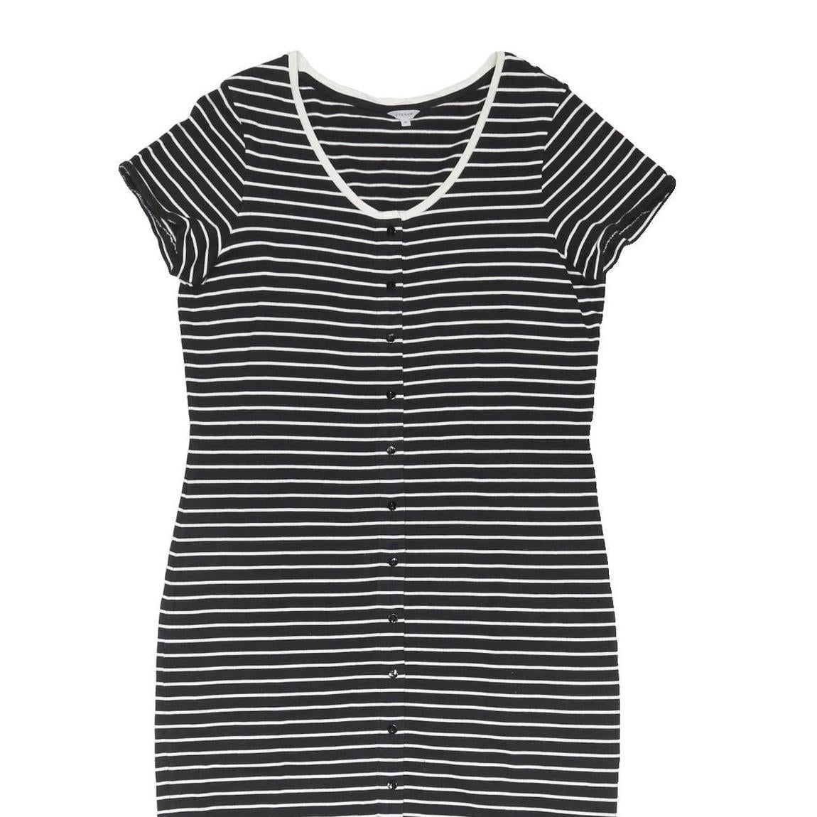 JIGSAW Womens Black & White Striped Day Jersey Shirt Dress Cotton Blend M