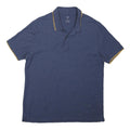 M&S Mens Blue Polo Shirt L Cotton Blend Short Sleeve Plain Casual