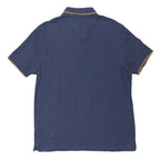 M&S Mens Blue Polo Shirt L Cotton Blend Short Sleeve Plain Casual