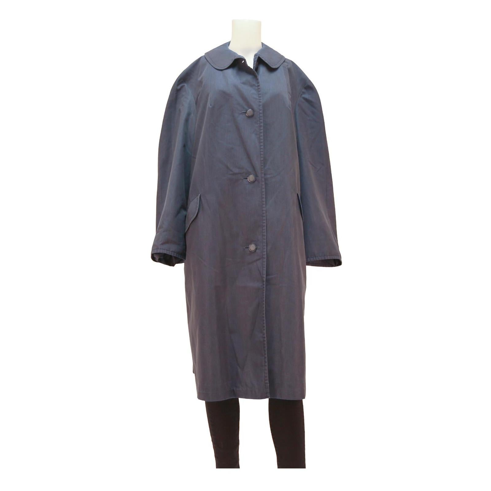 BARSTONS Womens Navy Blue Button Cotton Blend Long Sleeve Classic Jacket L