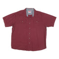 WRANGLER Mens Maroon Cotton Blend Short Sleeve Shirt XL Casual Button Pocket