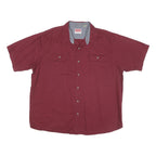 WRANGLER Mens Maroon Cotton Blend Short Sleeve Shirt XL Casual Button Pocket