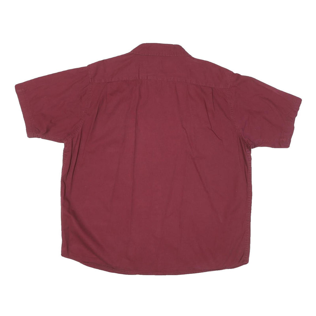 WRANGLER Mens Maroon Cotton Blend Short Sleeve Shirt XL Casual Button Pocket