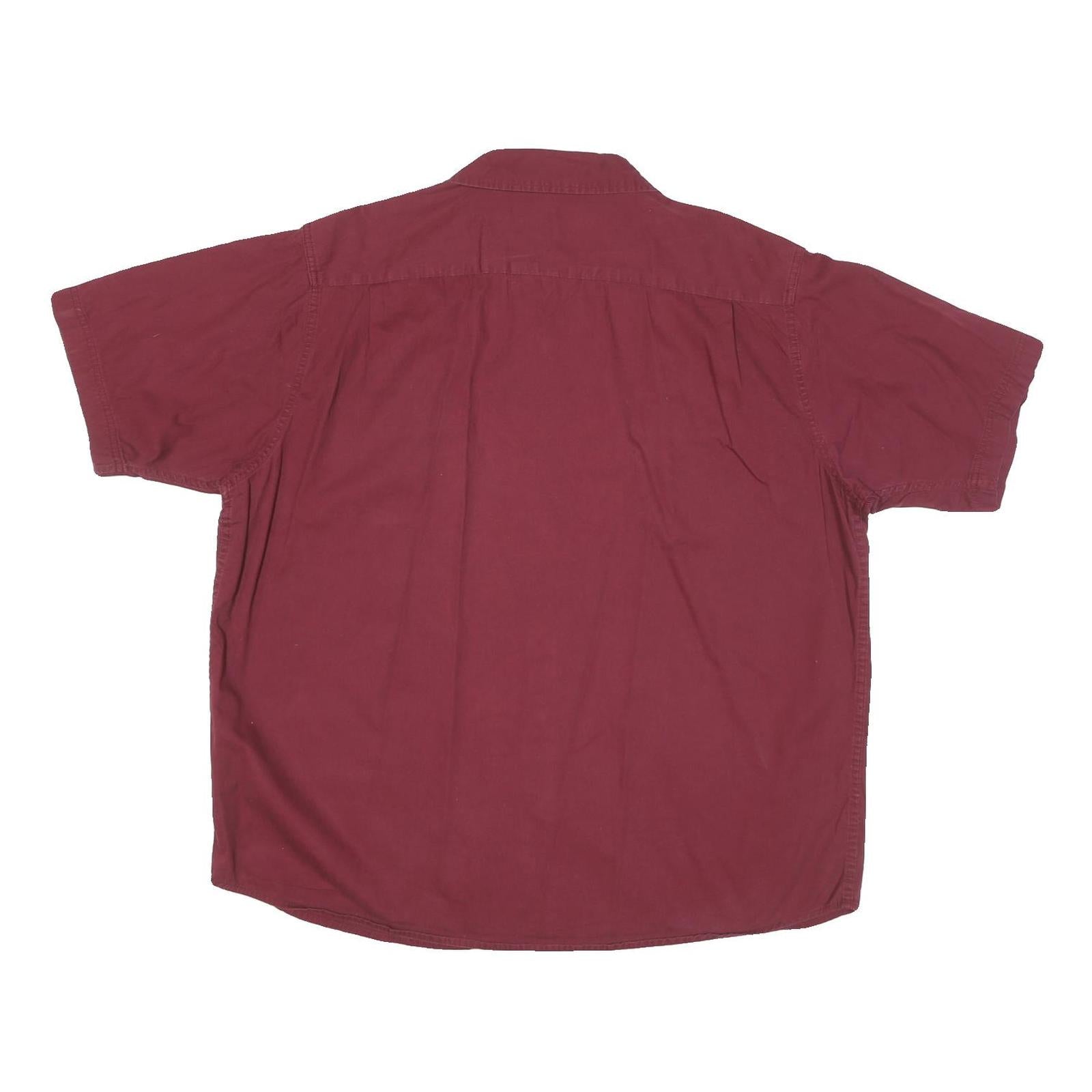 WRANGLER Mens Maroon Cotton Blend Short Sleeve Shirt XL Casual Button Pocket