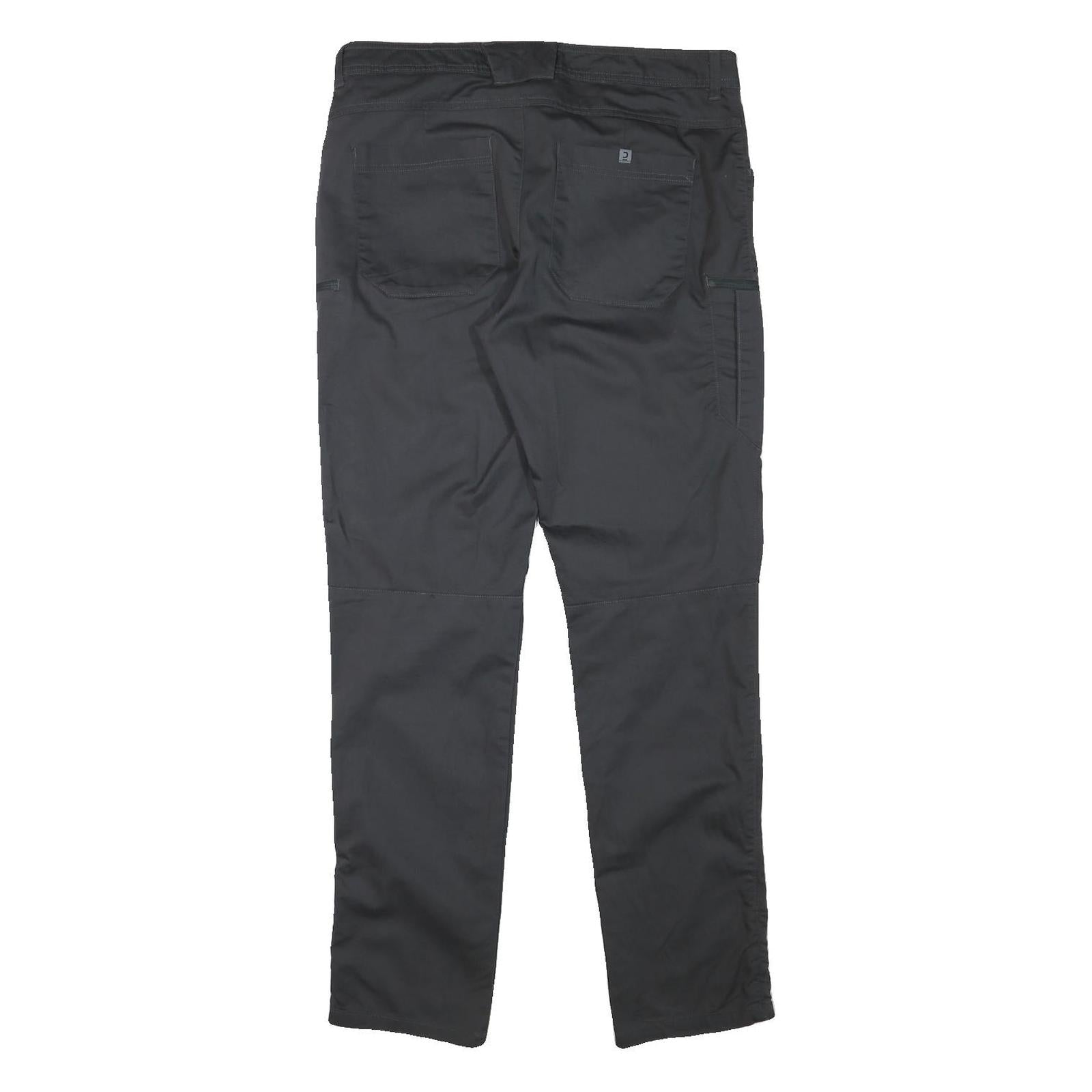 Mens Slim Black Polyester Blend Zip Closure Trousers W34 L33 Casual Everyday