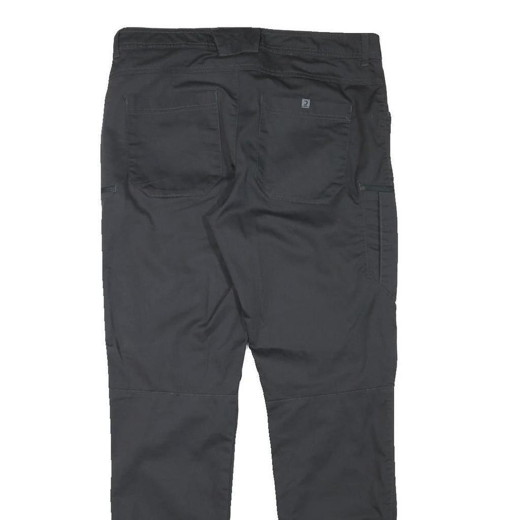 Mens Slim Black Polyester Blend Zip Closure Trousers W34 L33 Casual Everyday