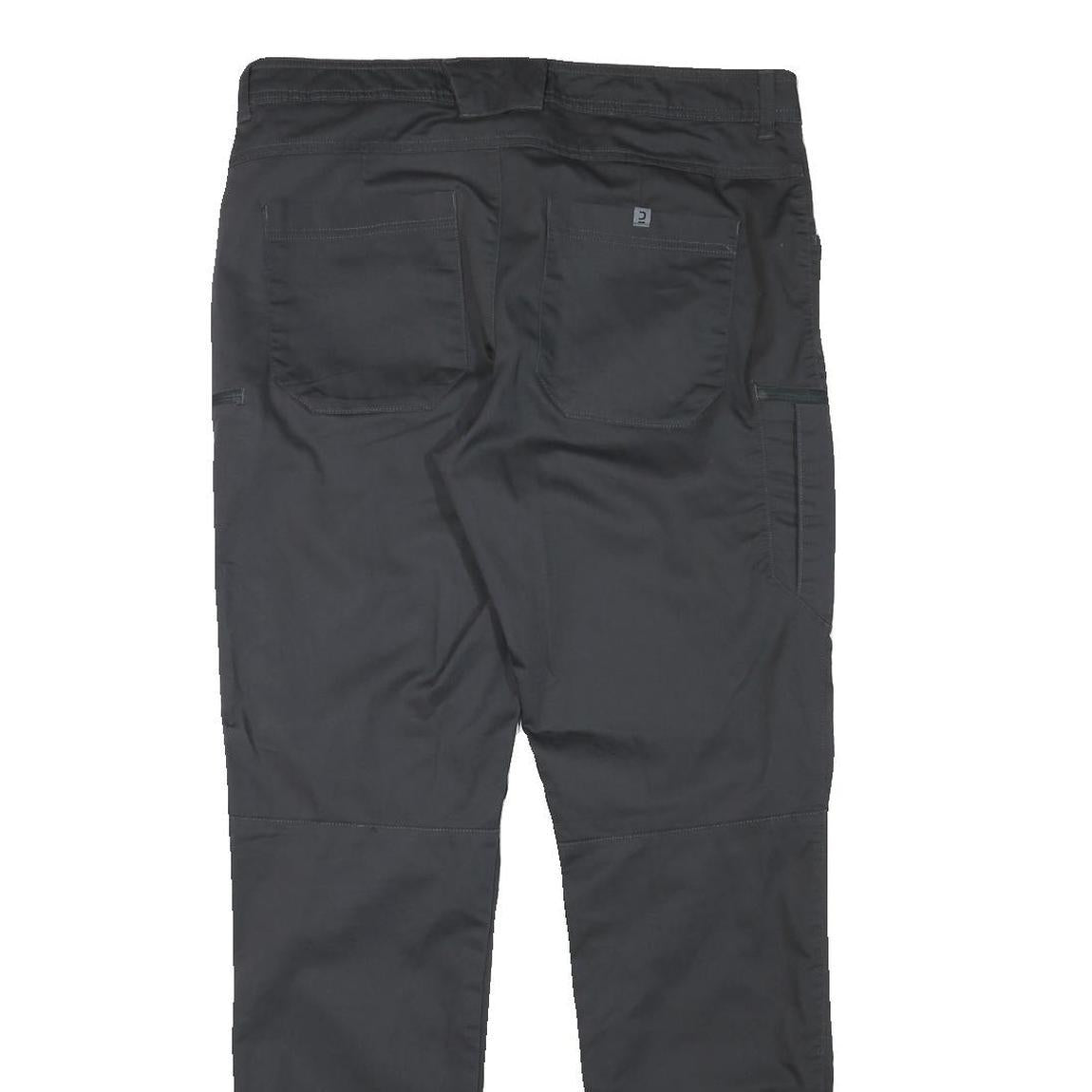 Mens Slim Black Polyester Blend Zip Closure Trousers W34 L33 Casual Everyday