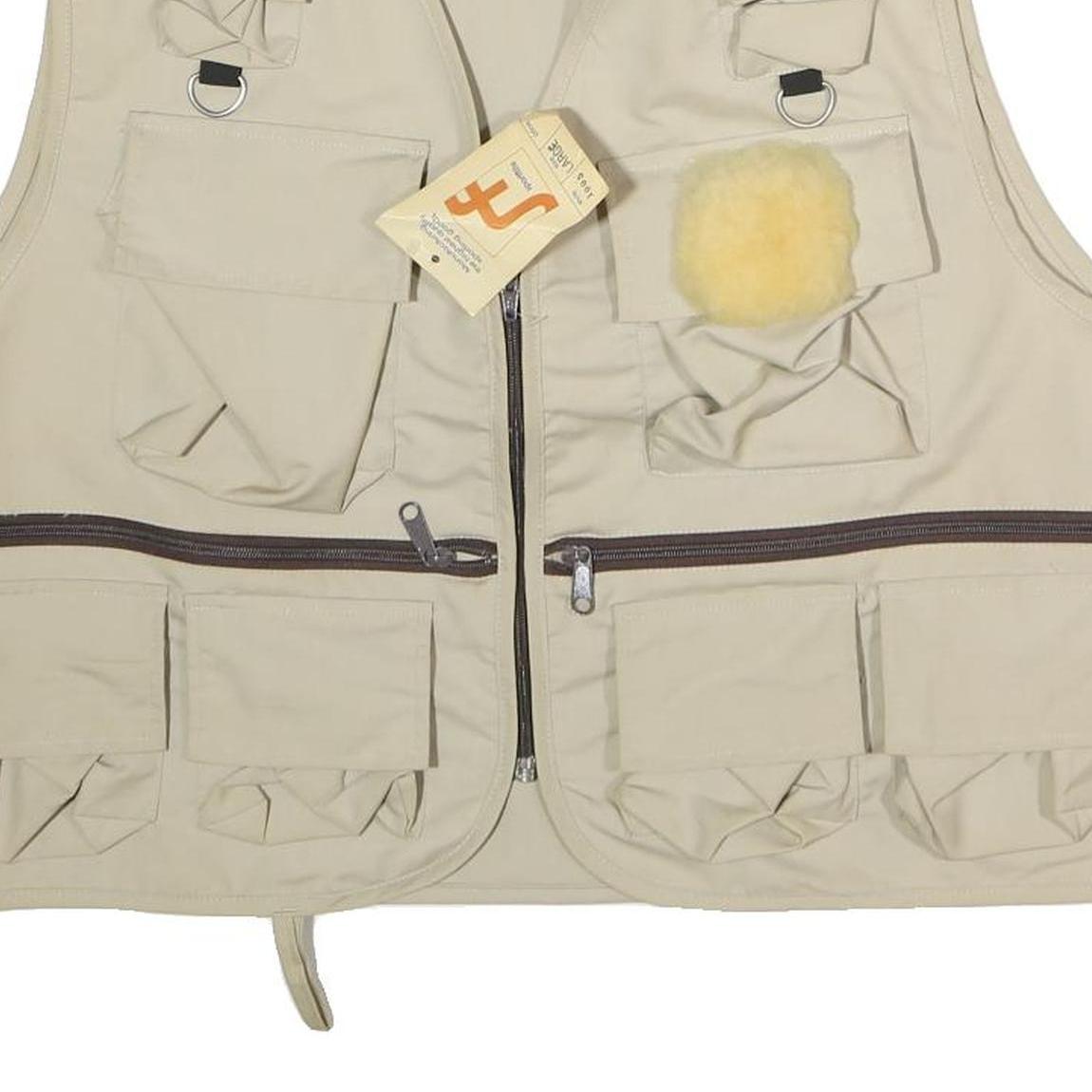 SPORTFLITE SPORTSWEAR Mens Beige Fishing Utility Vest L Polyester Blend
