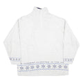 Mens White Cotton Blend Sweatshirt Long Sleeve Half Zip L Winter Theme