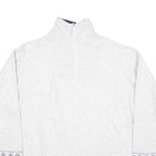 Mens White Cotton Blend Sweatshirt Long Sleeve Half Zip L Winter Theme